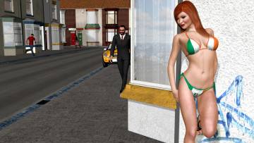 Картинка 3д+графика люди+ people девушка фон взгляд