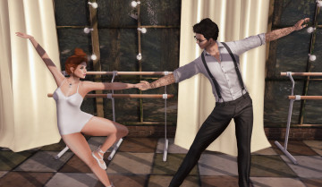 Картинка 3д+графика люди+ people взгляд девушка парень фон танец