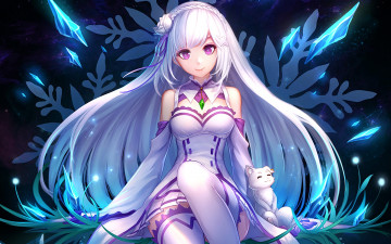 Картинка аниме re +zero+kara+hajimeru+isekai+seikatsu девушка взгляд фон