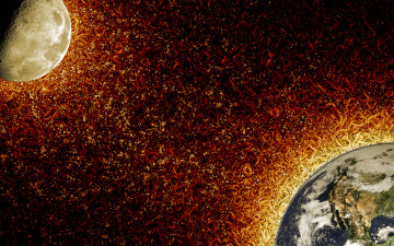 Картинка космос арт луна земля