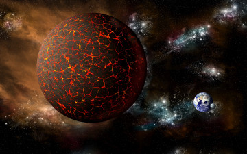 Картинка космос арт магма планета земля луна