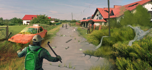 Обои картинки фото фэнтези, иные миры,  иные времена, постапокалипсис, нежить, мертвецы, мужчина, деревня