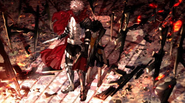 Обои картинки фото аниме, fate, stay night, мальчик, слуга