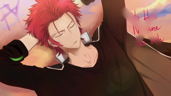 Обои картинки фото аниме, k project, взгляд, парень, фон