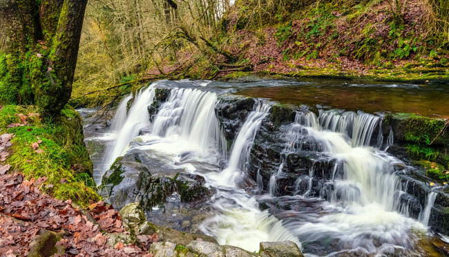 Обои картинки фото природа, водопады, водопад, река, ес