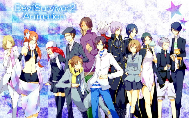 Обои картинки фото аниме, devil survivor, девушки, парни
