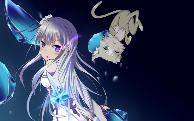 Обои картинки фото аниме, re,  zero kara hajimeru isekai seikatsu, взгляд, девушка, фон