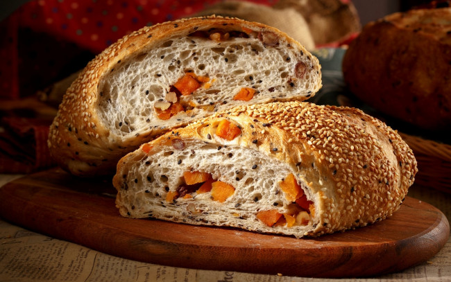 Обои картинки фото еда, хлеб,  выпечка, кунжут, тыква, выпечка