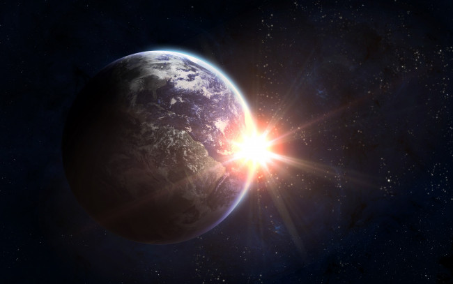 Обои картинки фото космос, земля, солнце