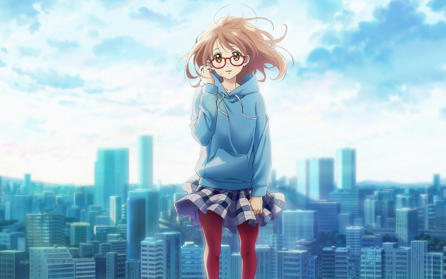 Обои картинки фото kyoukai no kanata, аниме, unknown,  другое, девушка, взгляд, фон