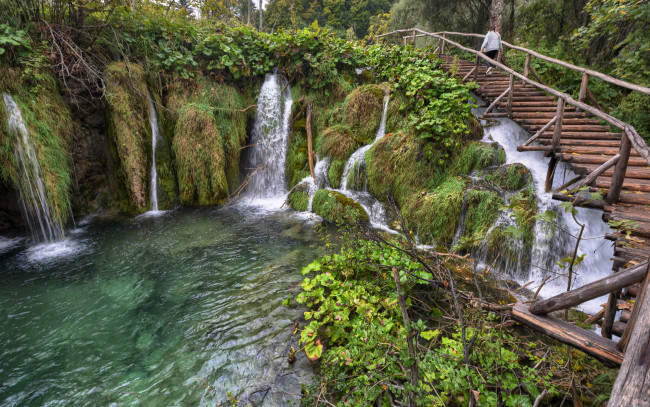 Обои картинки фото природа, водопады, водопад, река, ес