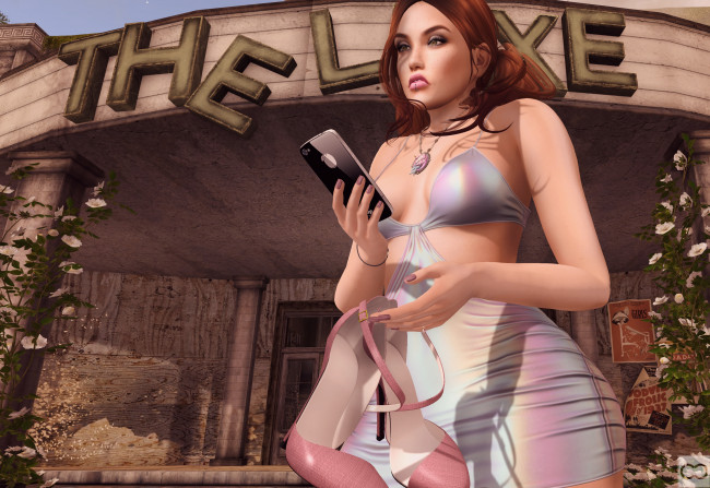 Обои картинки фото 3д графика, люди , people, рыжая, фон, девушка, взгляд