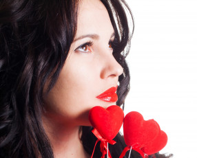 Картинка девушки -unsort+ лица +портреты сердечки брюнетка лицо