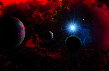 Картинка космос арт вселенная планеты галактика звезды