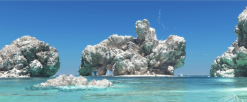 Картинка 3д+графика природа+ nature скалы море