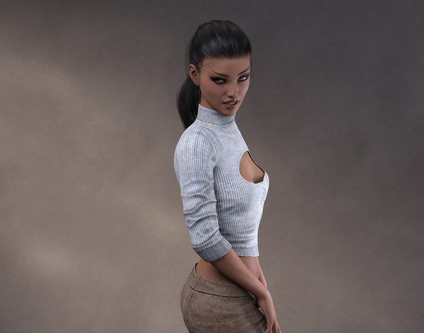 Обои картинки фото 3д графика, люди , people, девушка, взгляд, фон