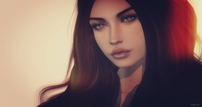 Обои картинки фото 3д графика, портрет , portraits, девушка, лицо, волосы