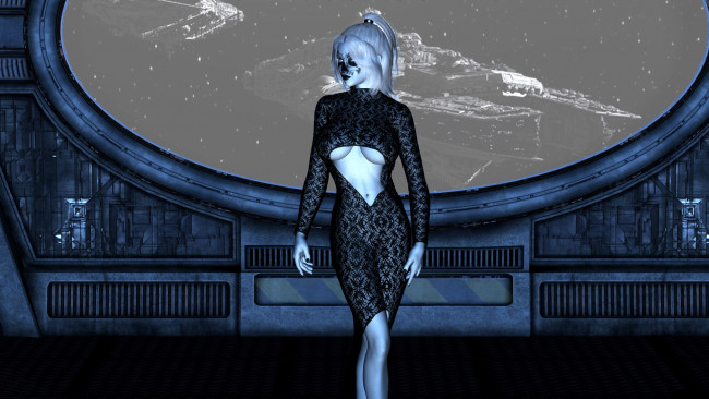 Обои картинки фото 3д графика, фантазия , fantasy, взгляд, фон, девушка