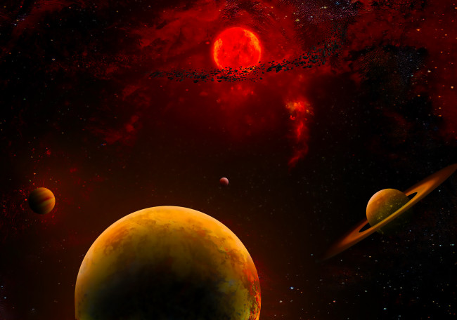 Обои картинки фото космос, арт, галактика, звезды, вселенная, планеты