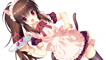 Картинка аниме животные +существа фон взгляд девушка