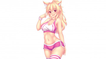 Картинка аниме животные +существа фон взгляд девушка