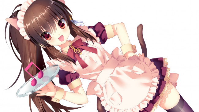 Обои картинки фото аниме, животные,  существа, фон, взгляд, девушка