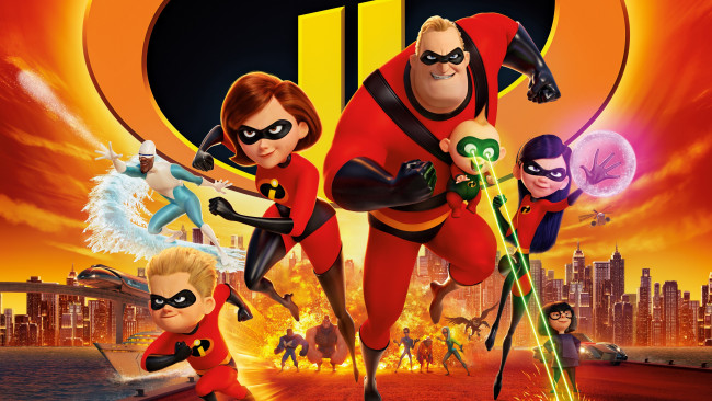 Обои картинки фото incredibles 2, мультфильмы, постер, сша, 2018, cуперсемейка, 2, мультфильм