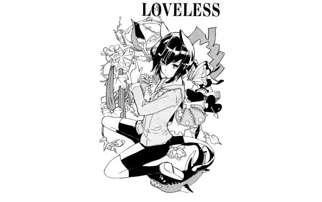 Обои картинки фото аниме, loveless, нелюбимый, птица, ушки, хвост, аояги, рицка