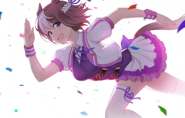 Обои картинки фото uma musume pretty derby, аниме, uma musume,  pretty derby, фон, взгляд, девушка
