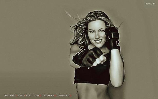 Обои картинки фото календари, компьютерный дизайн, прием, улыбка, девушка, перчатки