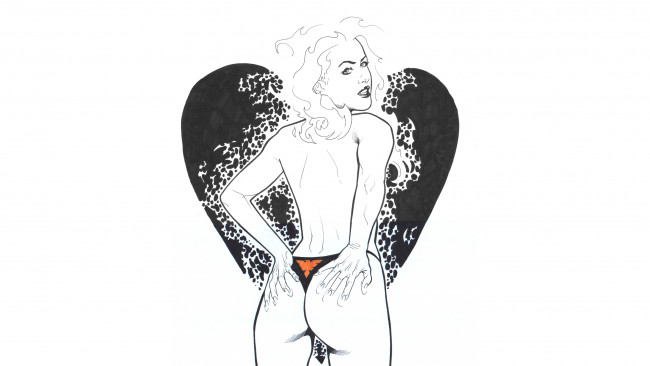 Обои картинки фото рисованное, люди, девушка, фон, взгляд, сердце