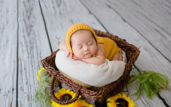 Обои картинки фото разное, дети, ребенок, корзина