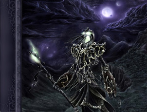 Картинка видео+игры world+of+warcraft нежить посох ночь скалы