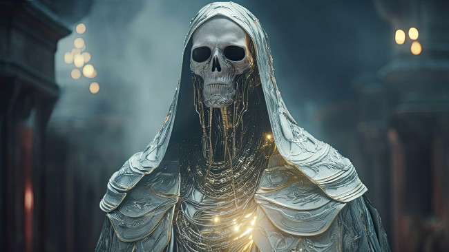 Обои картинки фото фэнтези, нежить, нейросети, графика, нейроарт, ai, art, нейронные, сети, рисунки, нейро, искусство, череп