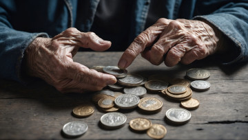 Картинка разное руки +ноги старческие монеты