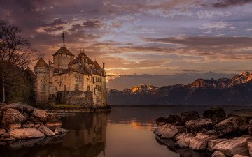 Картинка chateau+de+chillon switzerland города шильонский+замок+ швейцария chateau de chillon