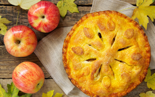 Обои картинки фото еда, пироги, яблочный, пирог, яблоки