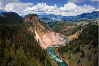 Картинка природа реки озера горы ущелье река лес облака