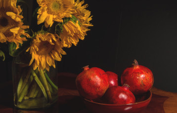 Картинка еда гранат подсолнухи плоды