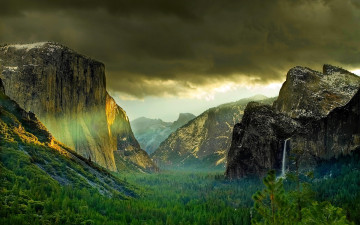 Картинка природа горы yosemite national park лес тучи