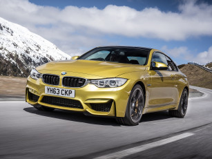 обоя автомобили, bmw, желтый, 2014г, f82, uk-spec, coupе, m4