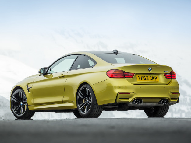 Обои картинки фото автомобили, bmw, coupе, m4, желтый, 2014г, f82, uk-spec