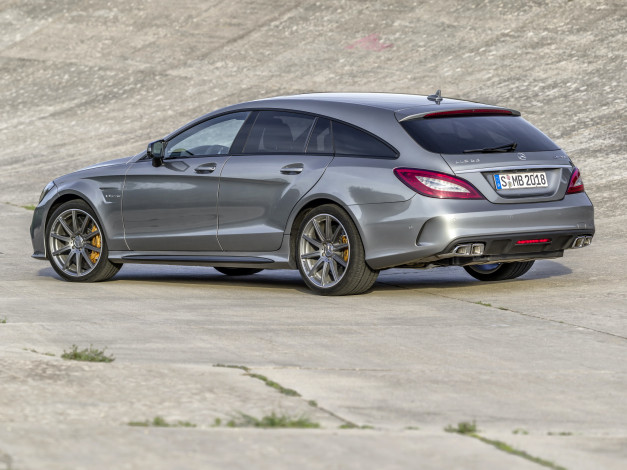 Обои картинки фото автомобили, mercedes-benz, 2014г, 400, cls, x218, package, amg, sports, brake, shooting, светлый