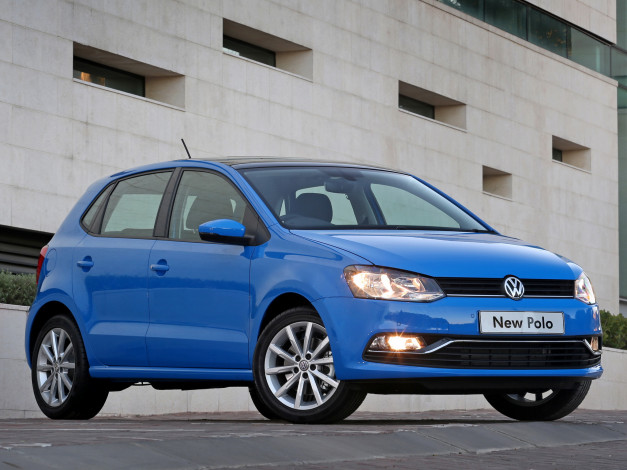 Обои картинки фото автомобили, volkswagen, 2014г, typ, 6r, синий, za-spec, polo