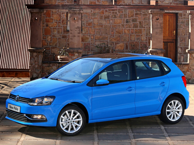 Обои картинки фото автомобили, volkswagen, za-spec, polo, синий, 2014г, typ, 6r