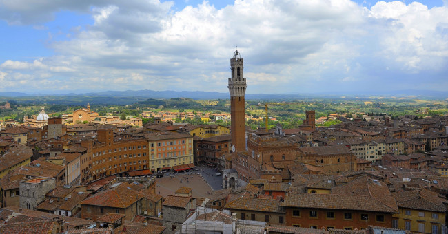 Обои картинки фото сиена , италия, города, - панорамы, крыши