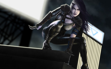 Картинка фэнтези девушки ночь девушка убийца арт взгляд крыша брюнетка нож