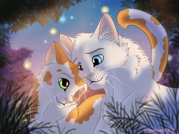 Обои картинки фото рисованное, животные,  коты, коты, фон