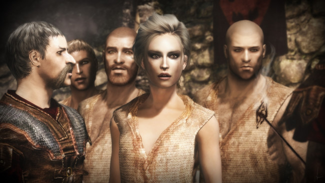 Обои картинки фото 3д графика, фантазия , fantasy, взгляд, девушки, фон