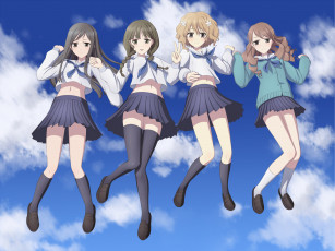 обоя аниме, hana-saku iroha, девушки, взгляд, фон